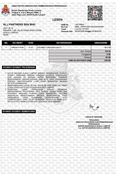 Lesen Premis DBKL until 29 Aug 2029